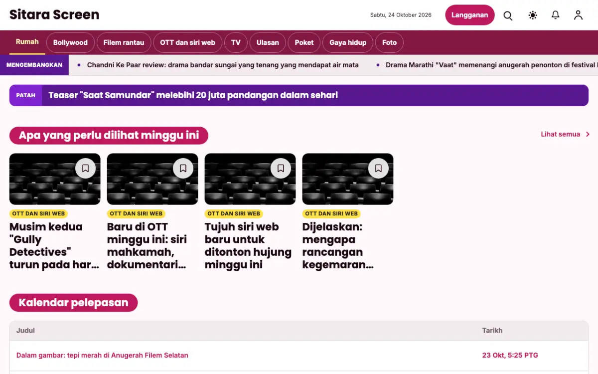 Starreel — templat laman web Berita Hiburan, paparan desktop
