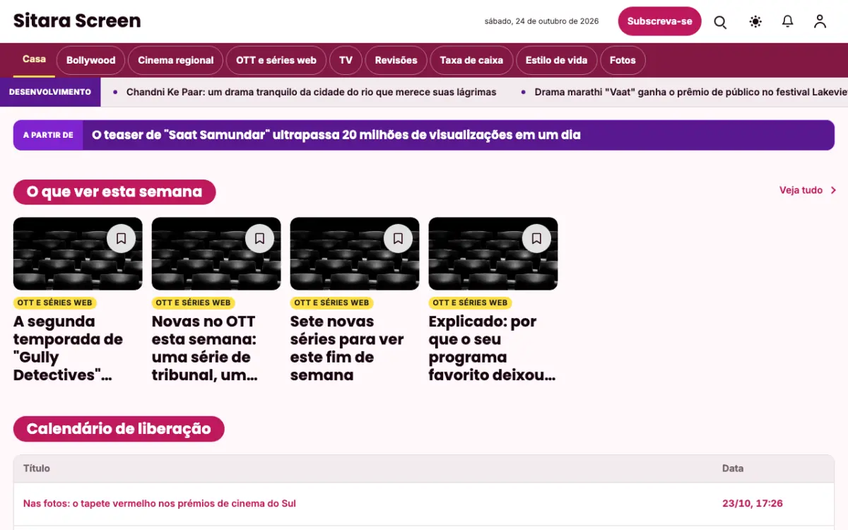 Starreel — modelo de site de Notícias de Entretenimento, vista em computador