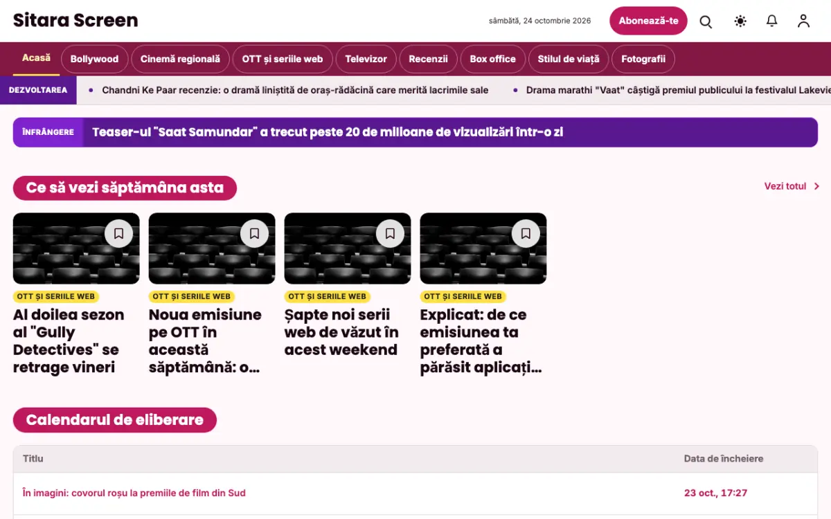 Starreel – șablon de site pentru Știri Divertisment, vedere pe desktop