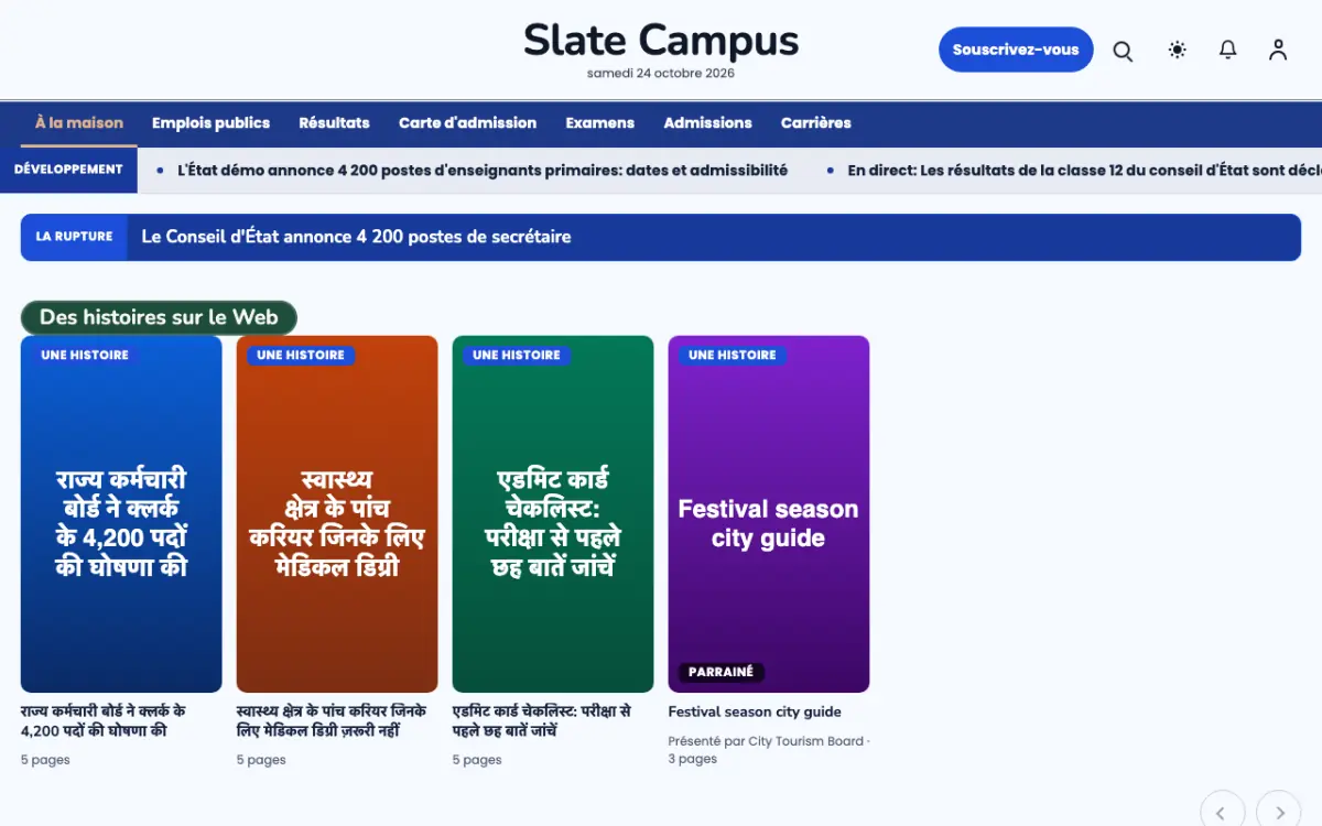 Chalkmark — modèle de site web Actualités Éducation, vue sur ordinateur