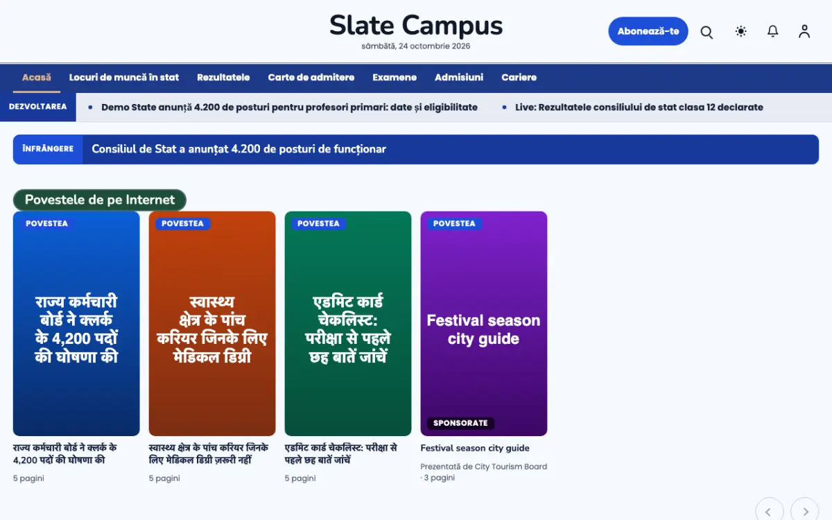 Chalkmark – șablon de site pentru Știri Educație, vedere pe desktop