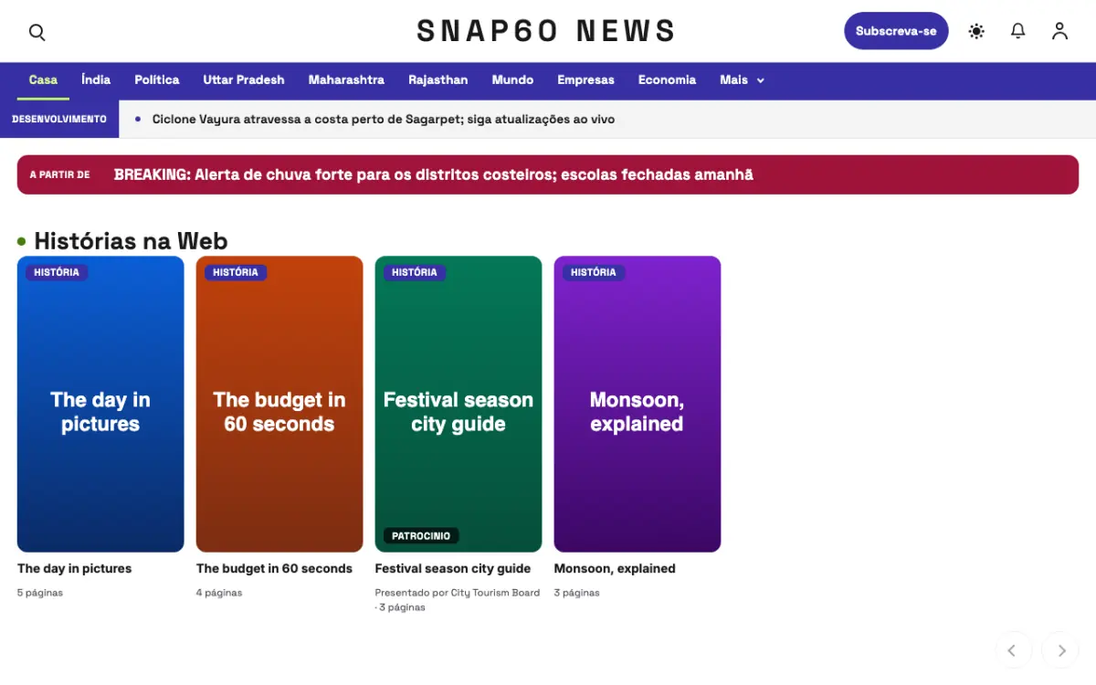 Snap60 — modelo de site de Notícias de Gerais, vista em computador