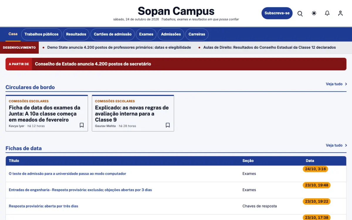 Stairwell — modelo de site de Notícias de Educação, vista em computador
