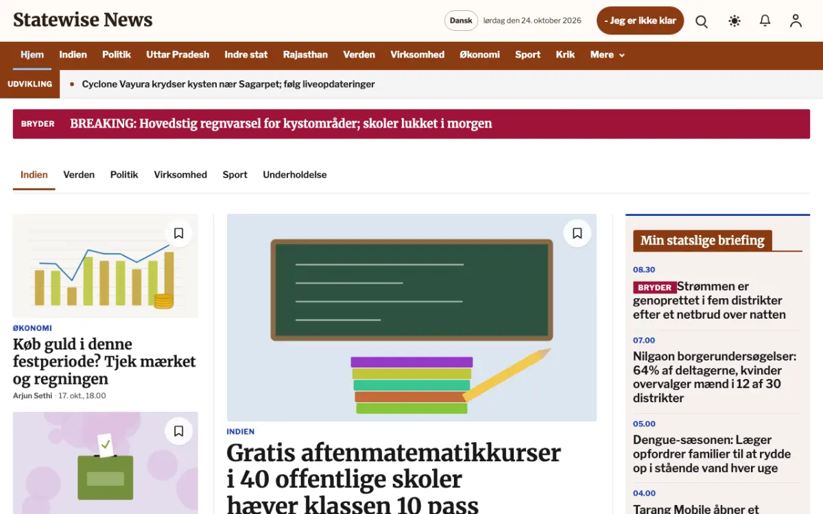 Statewise – hjemmesideskabelon til Generelt News, skrivebordsvisning