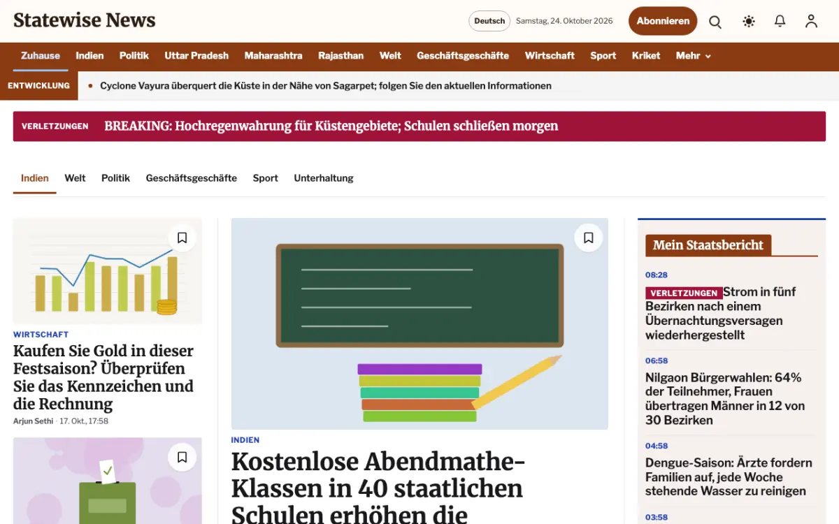 Statewise – Website-Vorlage für Allgemein-News, Desktop-Ansicht