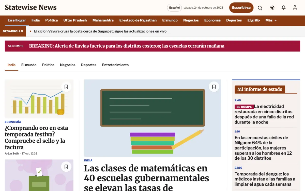 Statewise — plantilla de sitio web de Noticias de Generales, vista de escritorio