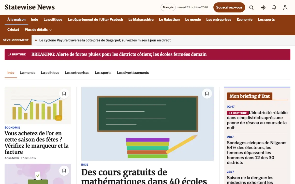Statewise — modèle de site web Actualités Générales, vue sur ordinateur