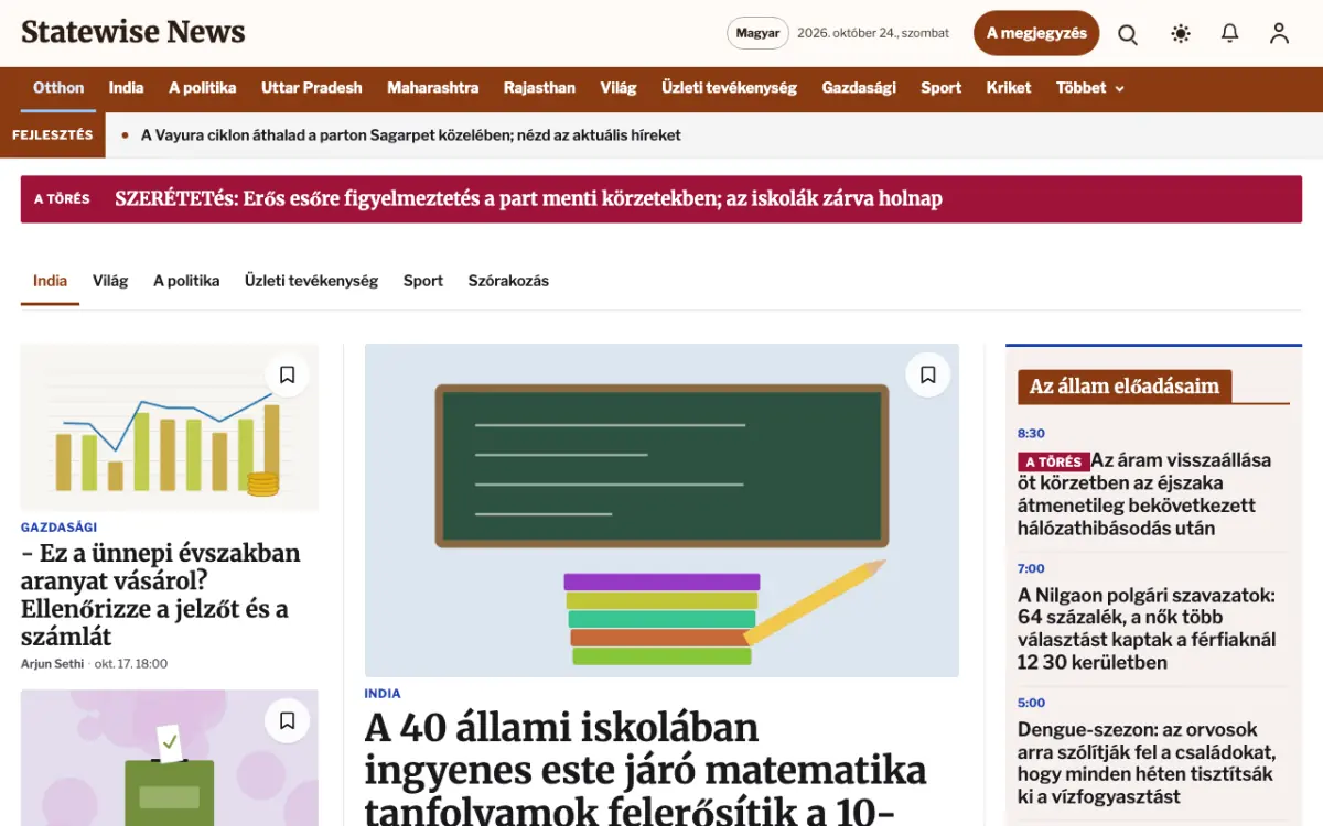 Statewise — Általános: hírek weboldalsablon, asztali nézet
