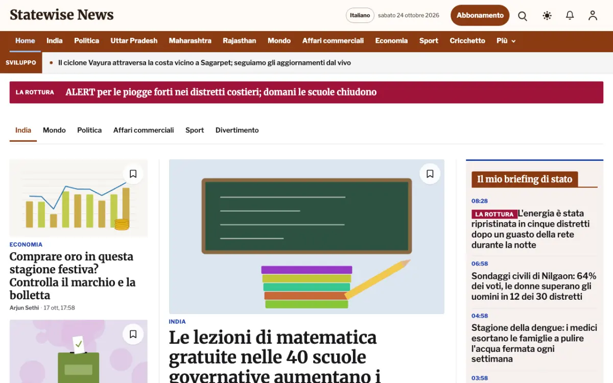Statewise – template di sito per News Generali, vista desktop