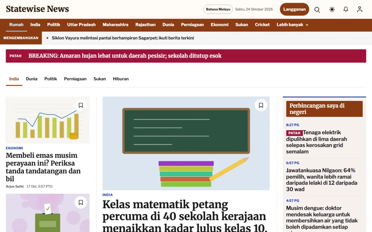 Statewise — templat laman web Berita Umum, paparan desktop