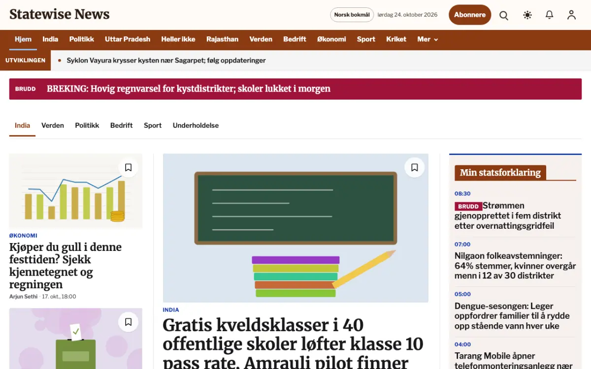 Statewise – nettstedmal for Generelt News, skrivebordsvisning