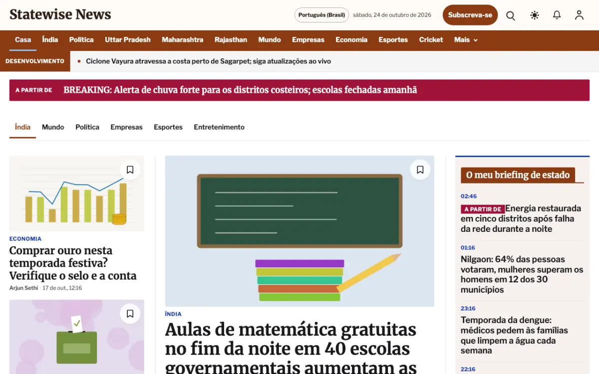 Statewise — modelo de site de Notícias de Gerais, visualização em desktop