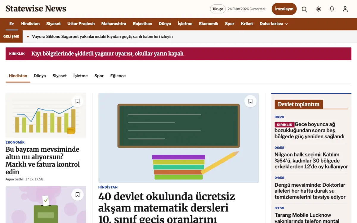 Statewise — Genel Haberleri web sitesi şablonu, masaüstü görünümü