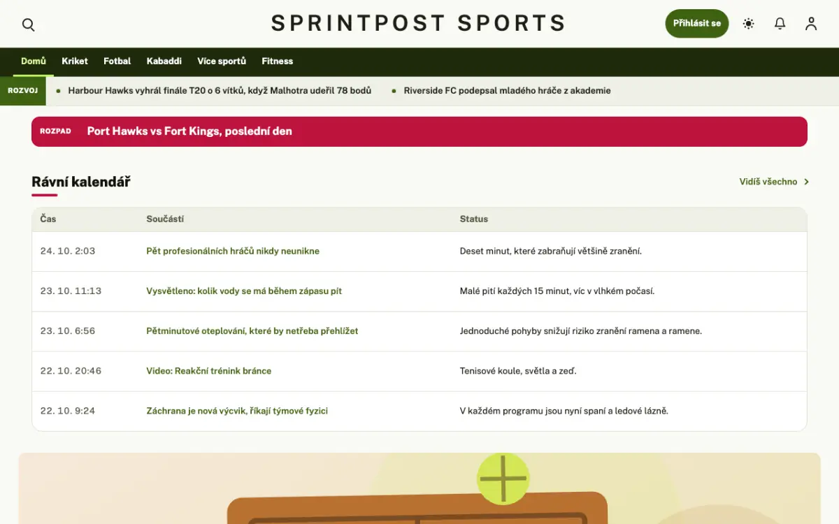 Sprintpost — šablona webu v kategorii Sport: zprávy, zobrazení na počítači
