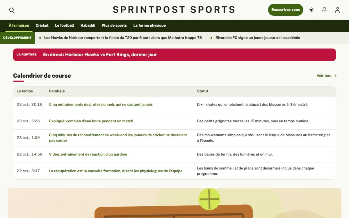 Sprintpost — modèle de site web Actualités Sport, vue sur ordinateur