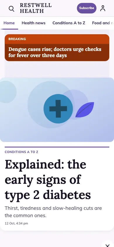 Restwell — Health News app, phone view