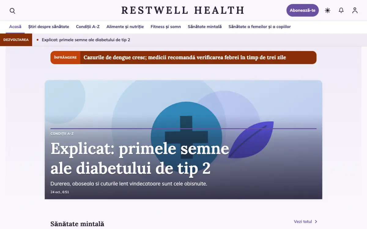 Restwell – șablon de site pentru Știri Sănătate, vedere pe desktop