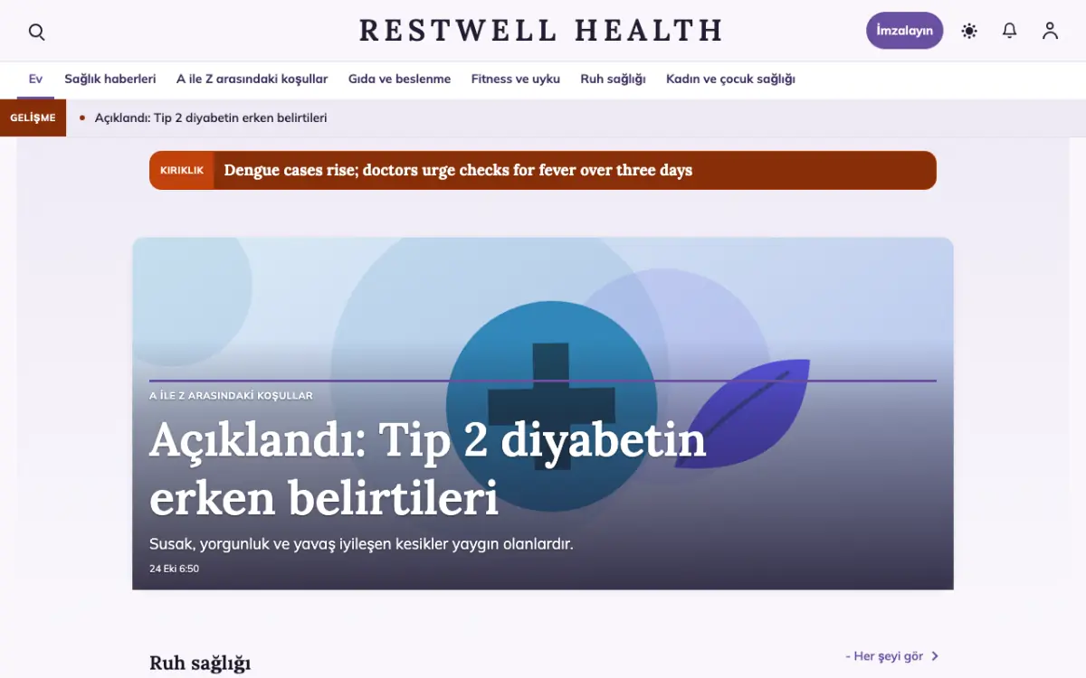 Restwell — Sağlık Haberleri web sitesi şablonu, masaüstü görünümü