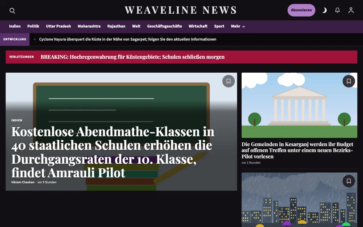 Weaveline – Website-Vorlage für Allgemein-News, Desktop-Ansicht