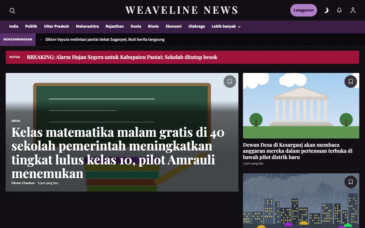 Weaveline — template situs Berita Umum, tampilan desktop