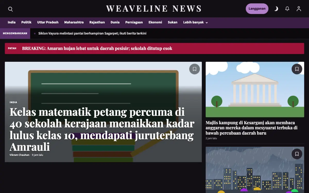 Weaveline — templat laman web Berita Umum, paparan desktop