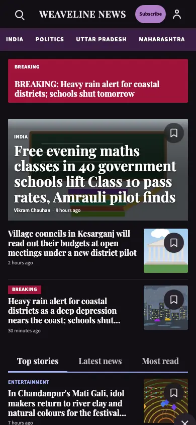 Weaveline — General News app, phone view