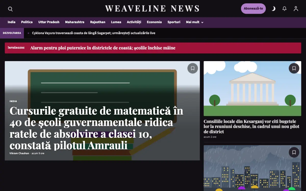 Weaveline – șablon de site pentru Știri Generale, vedere pe desktop