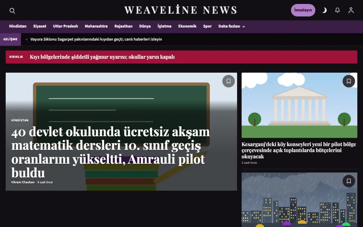 Weaveline — Genel Haberleri web sitesi şablonu, masaüstü görünümü