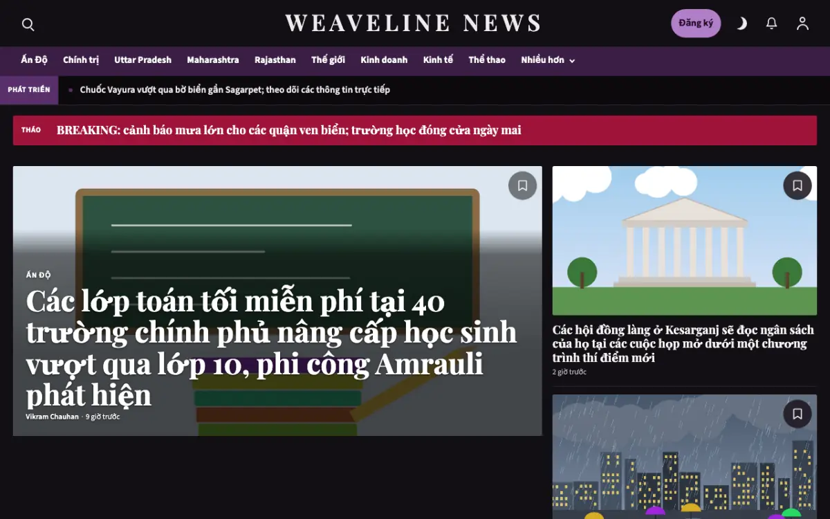 Weaveline — mẫu website Tin Tổng hợp, giao diện máy tính