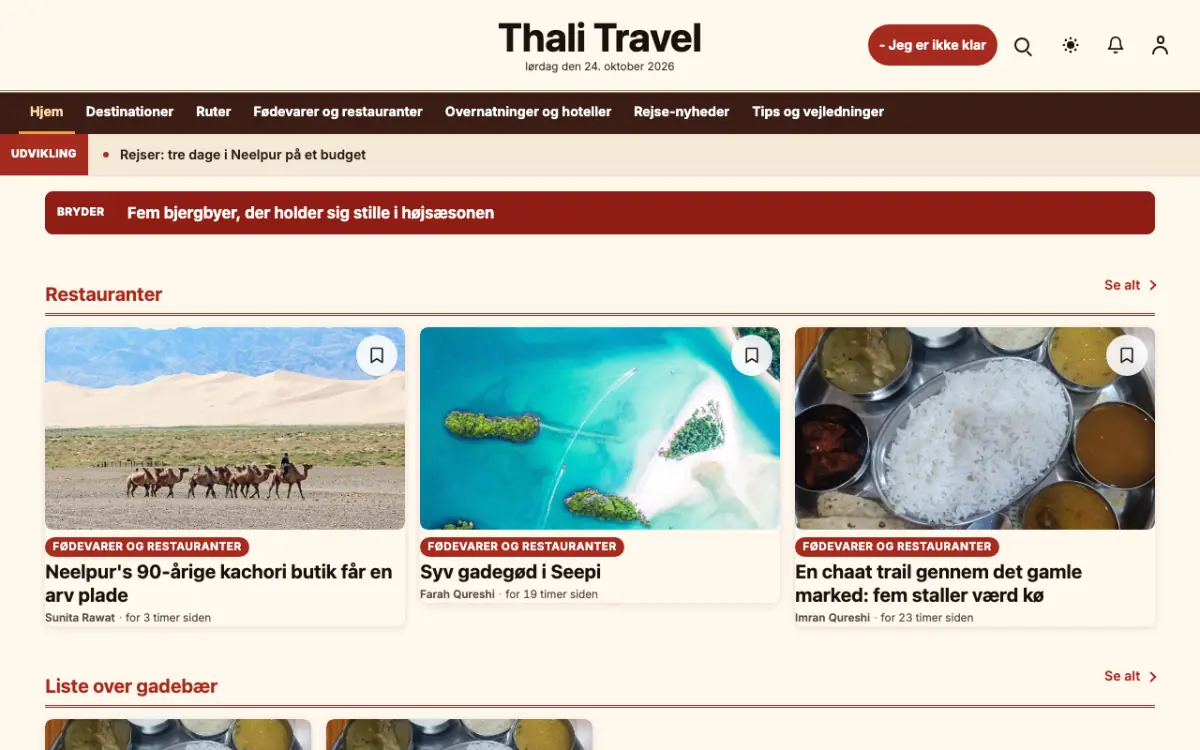 Forkroute – hjemmesideskabelon til Rejser News, skrivebordsvisning