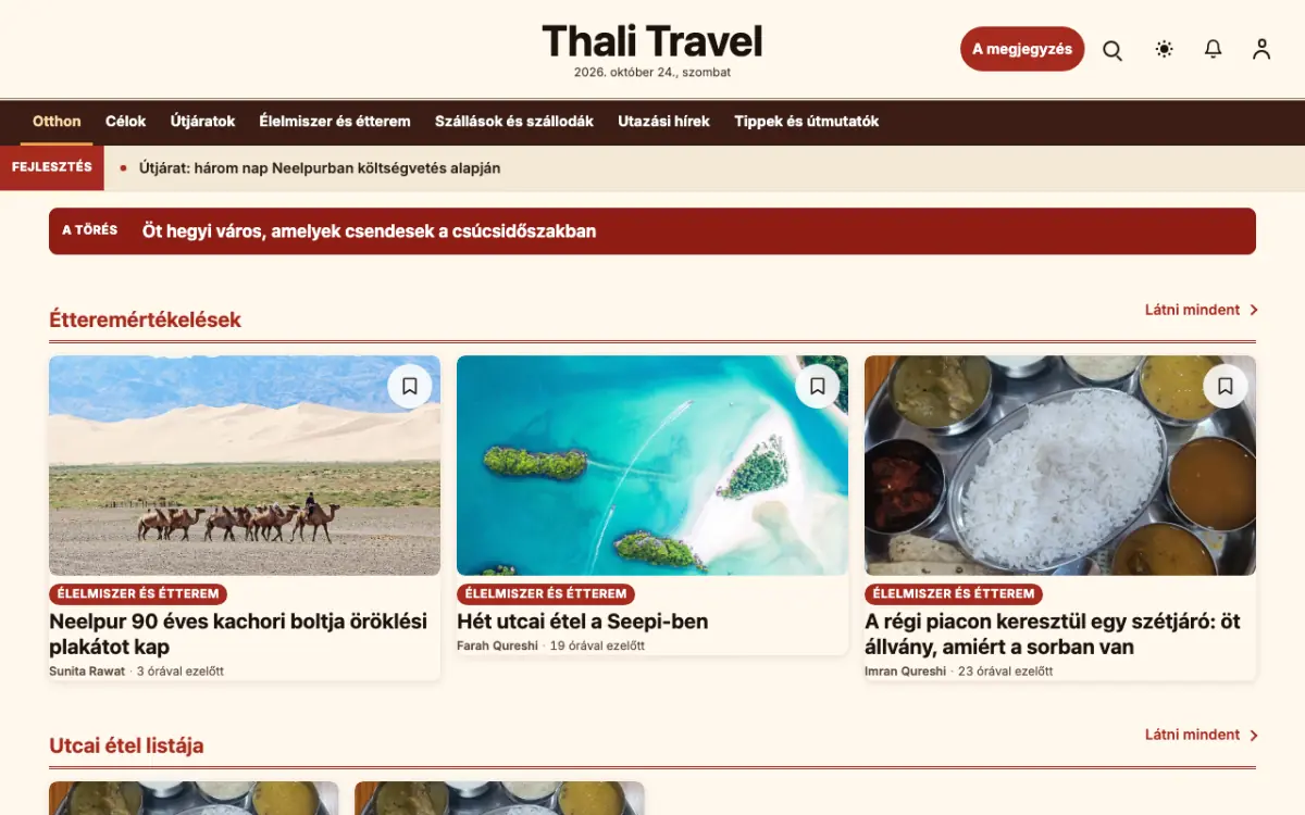 Forkroute — Utazás: hírek weboldalsablon, asztali nézet