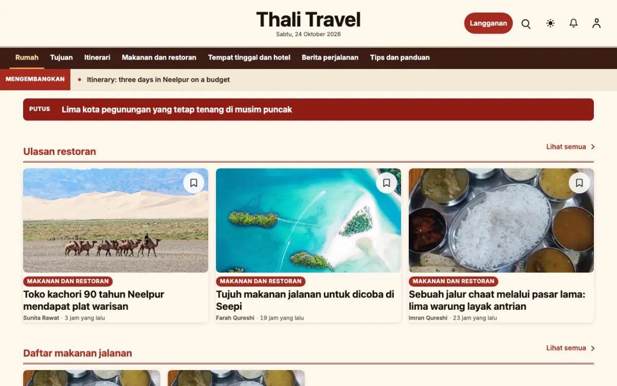 Forkroute — template situs Berita Wisata, tampilan desktop