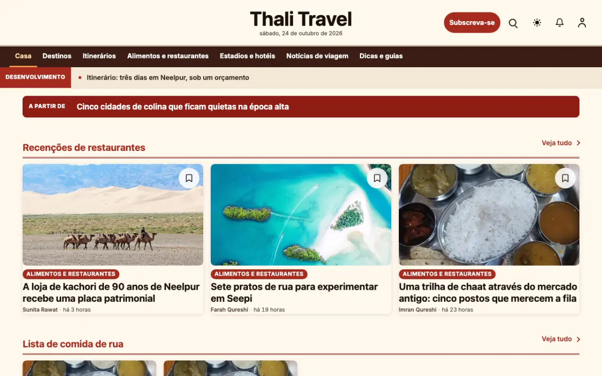 Forkroute — modelo de site de Notícias de Viagens, vista em computador