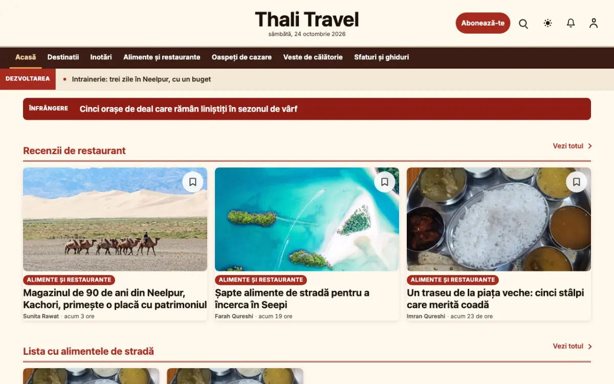 Forkroute – șablon de site pentru Știri Călătorii, vedere pe desktop