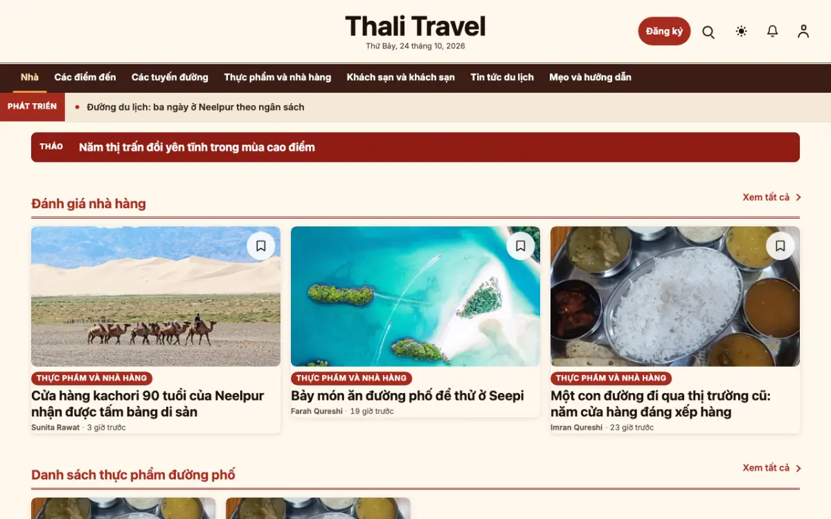 Forkroute — mẫu website Tin Du lịch, giao diện máy tính