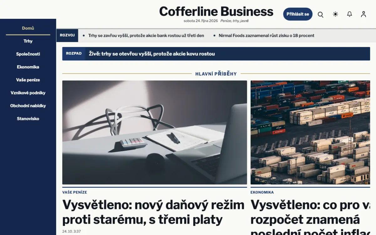 Cofferline — šablona webu v kategorii Byznys: zprávy, zobrazení na počítači
