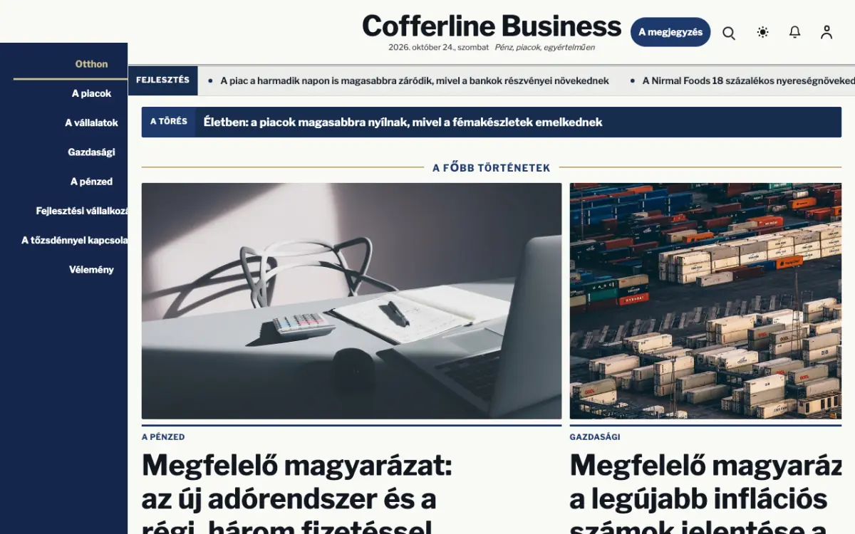 Cofferline — Üzlet: hírek weboldalsablon, asztali nézet