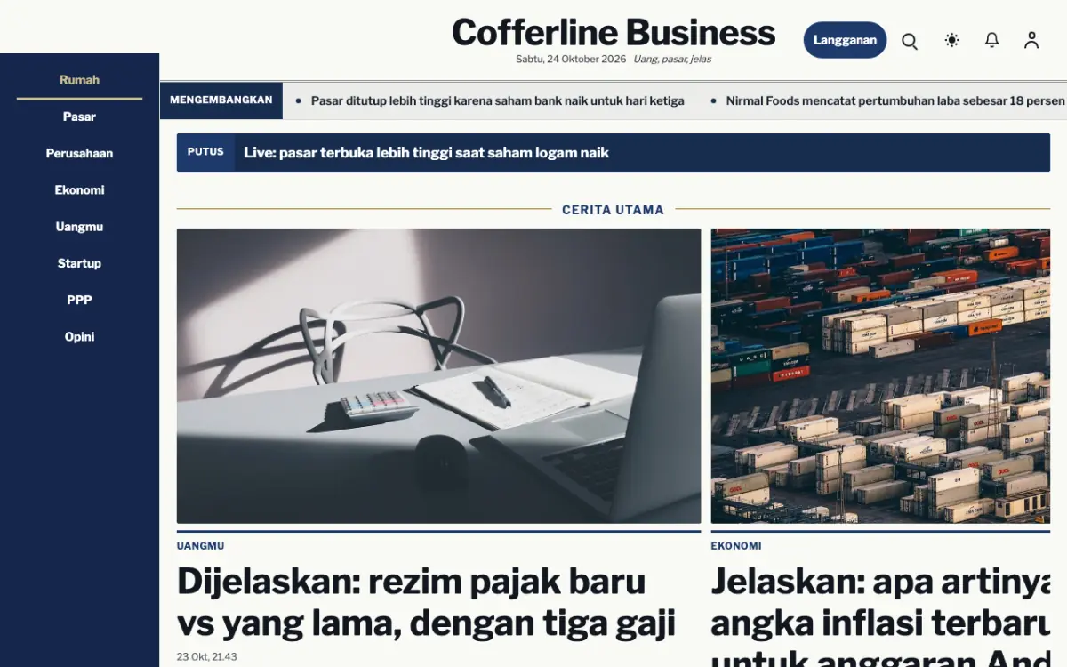 Cofferline — template situs Berita Bisnis, tampilan desktop