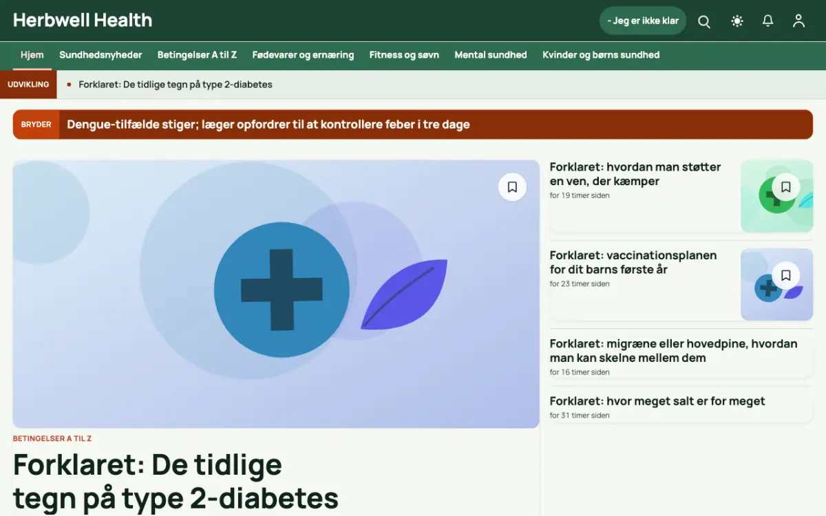 Herbwell – hjemmesideskabelon til Sundhed News, skrivebordsvisning
