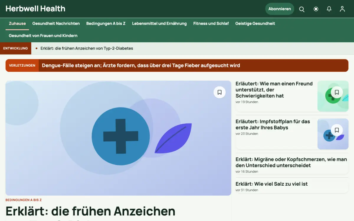 Herbwell – Website-Vorlage für Gesundheit-News, Desktop-Ansicht