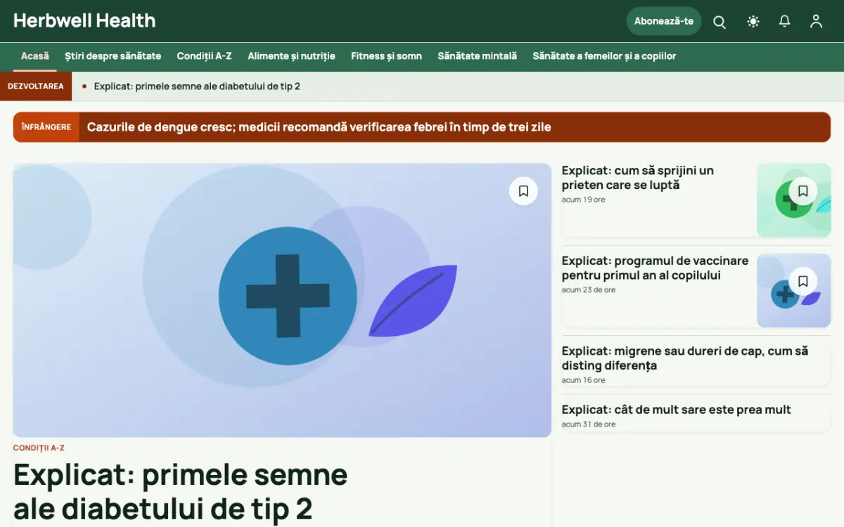Herbwell – șablon de site pentru Știri Sănătate, vedere pe desktop