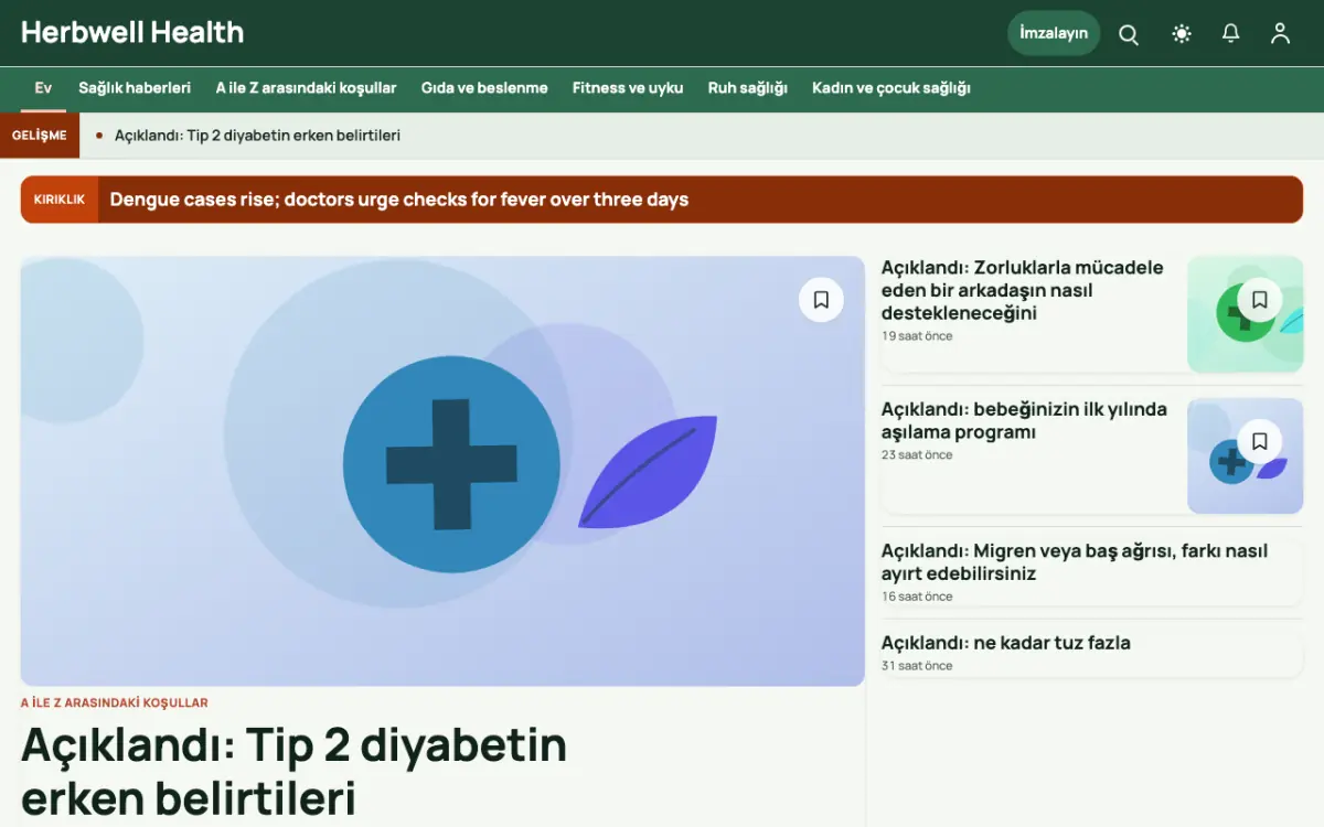 Herbwell — Sağlık Haberleri web sitesi şablonu, masaüstü görünümü