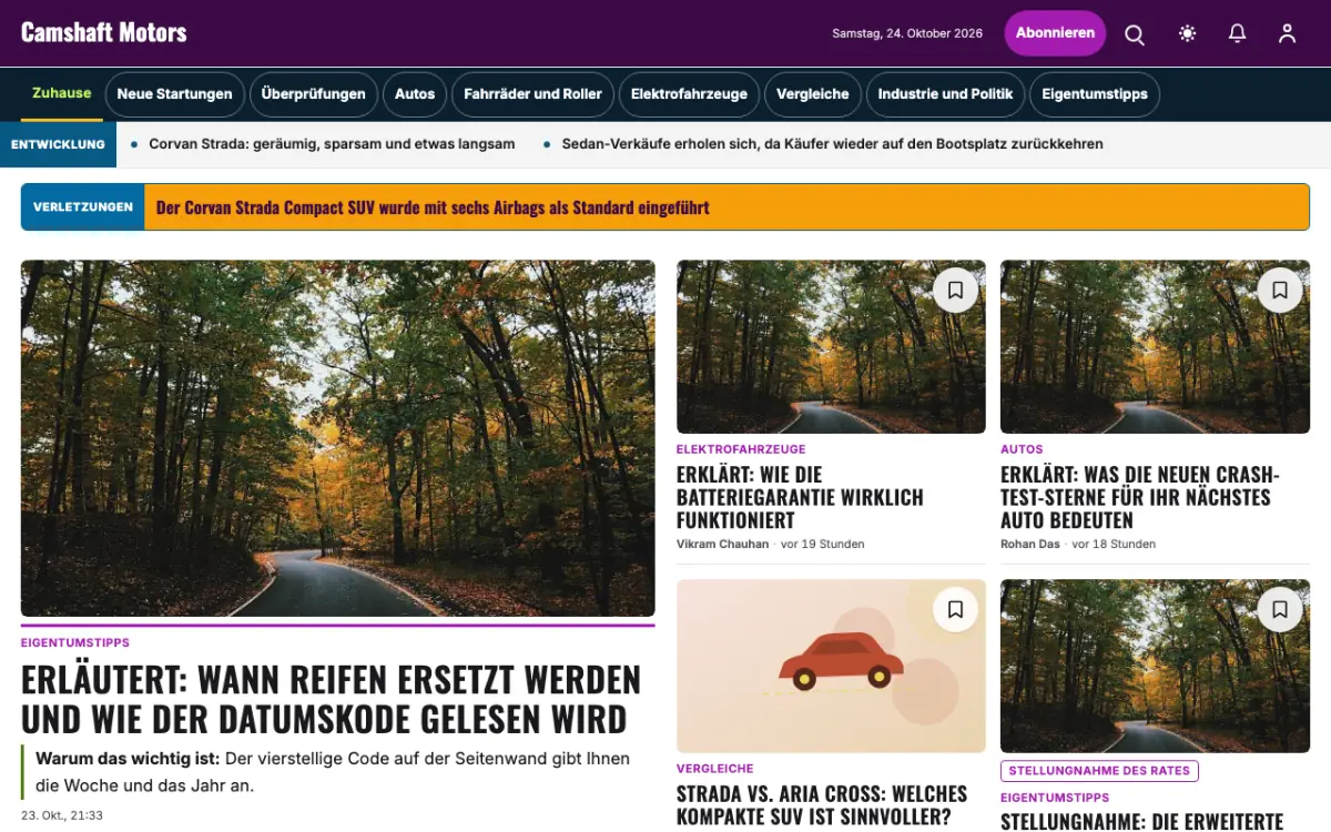 Camshaft – Website-Vorlage für Auto-News, Desktop-Ansicht
