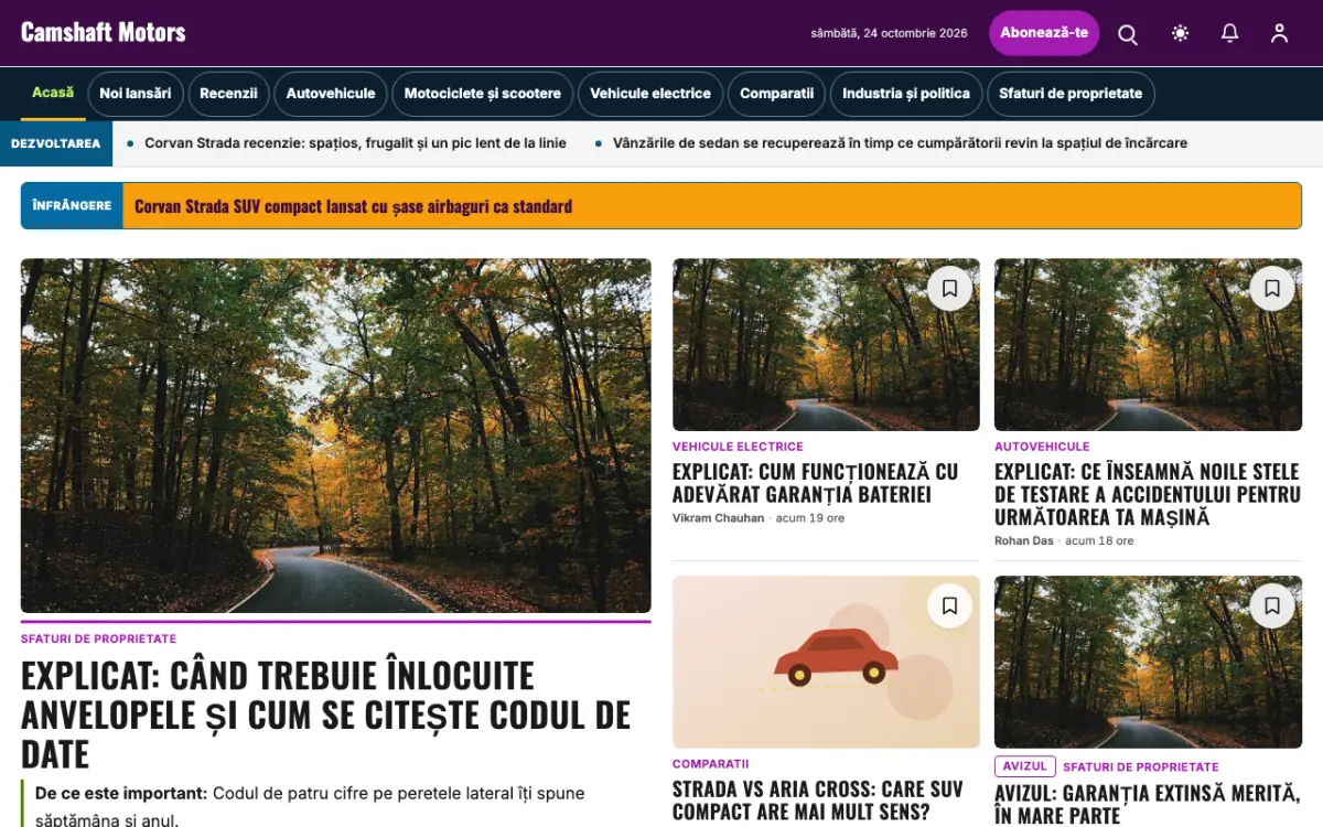 Camshaft – șablon de site pentru Știri Auto, vedere pe desktop