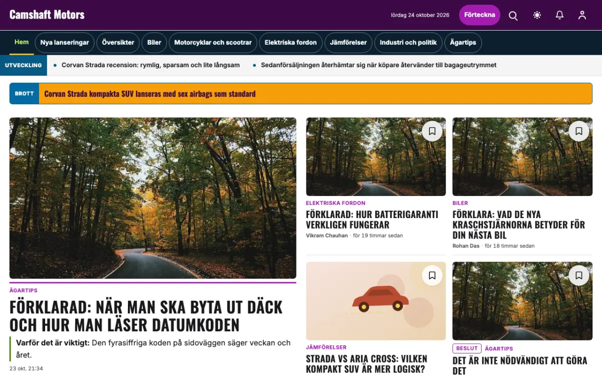 Camshaft – webbplatsmall för Fordon News, skrivbordsvy