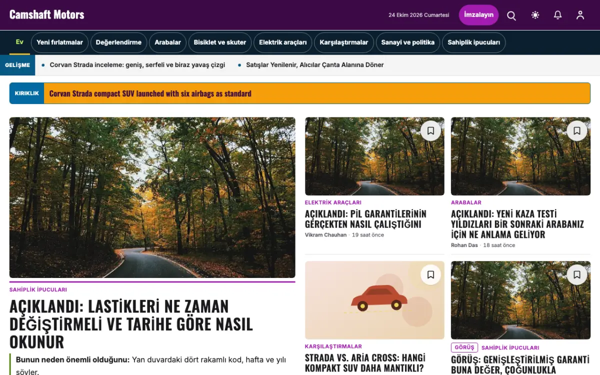Camshaft — Otomotiv Haberleri web sitesi şablonu, masaüstü görünümü