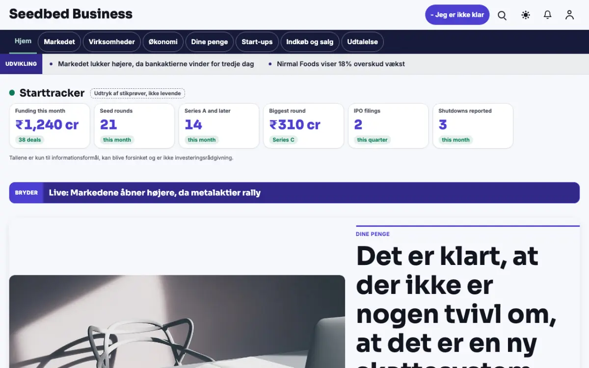 Seedbed – hjemmesideskabelon til Erhverv News, skrivebordsvisning