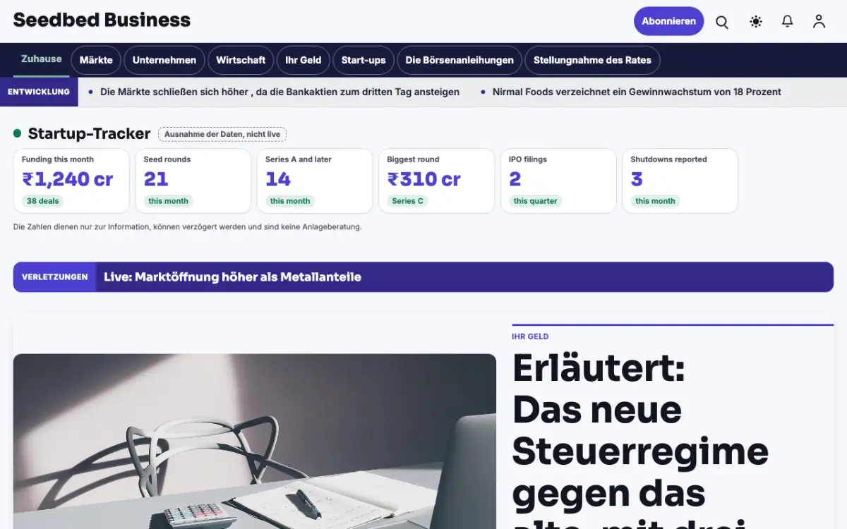 Seedbed – Website-Vorlage für Wirtschaft-News, Desktop-Ansicht