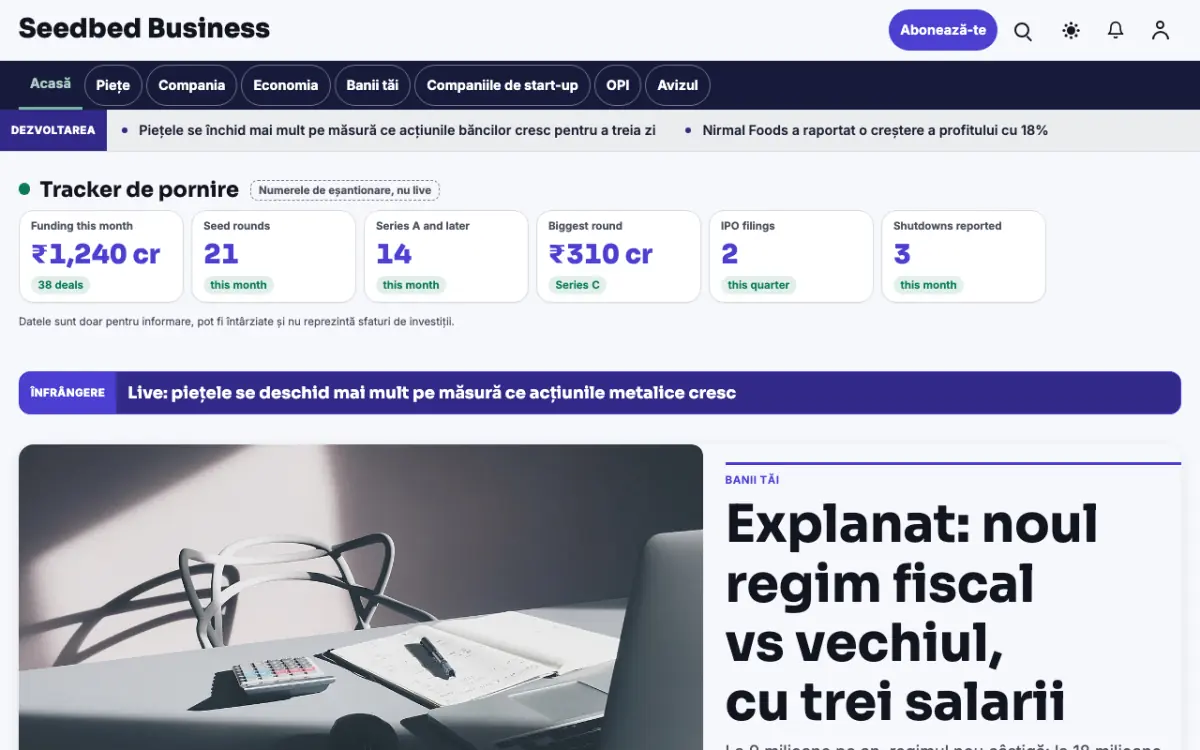 Seedbed – șablon de site pentru Știri Business, vedere pe desktop