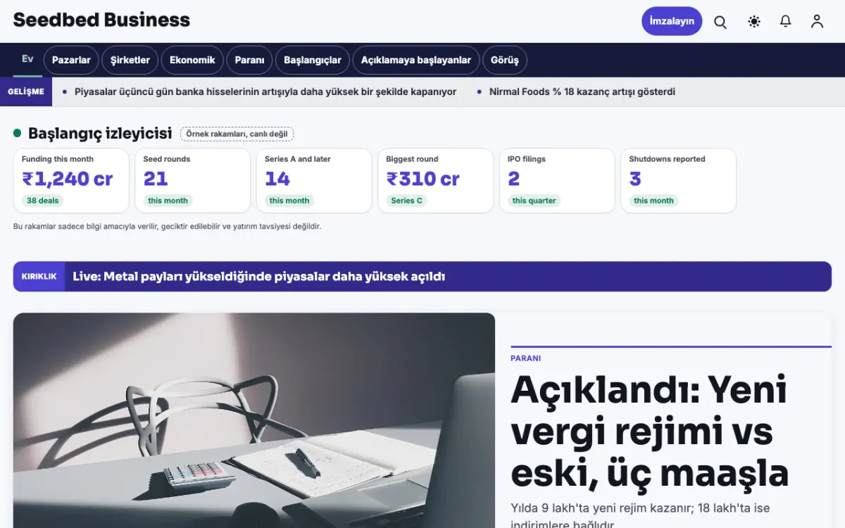 Seedbed — İş Dünyası Haberleri web sitesi şablonu, masaüstü görünümü